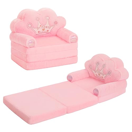 Kids Foldable Toddler Chair with Princess Couch Design - Pink Variation