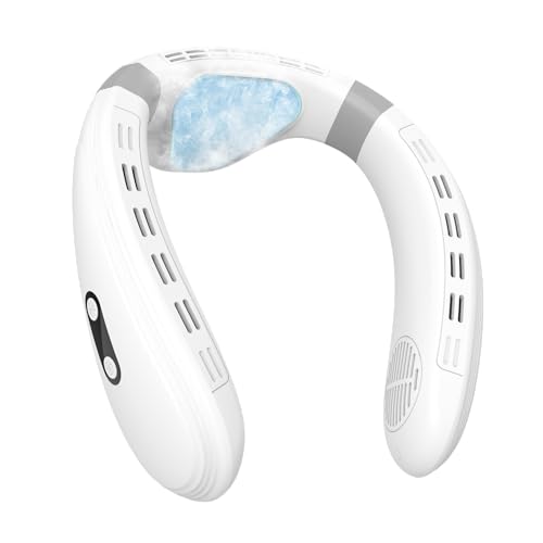 Bladeless Neck Fan with Cooling Plate 6000mAh Portable White 8.2x7.8in