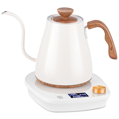 YDDZZM Gooseneck Electric Kettle, Intelligent Temperature Control, Stainless Steel Inner, Quick Heating, for Pour Over Coffee, Brew Tea, Boil Hot Water, 1000W 0.9L Black