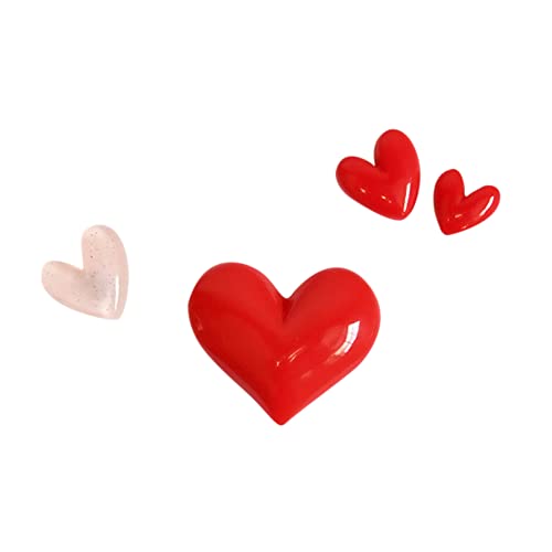 4 PCS Heart Shape Fridge Magnets, Red and Pink Love Small Decorative Magnets for Office Home Kitchen Decoration
