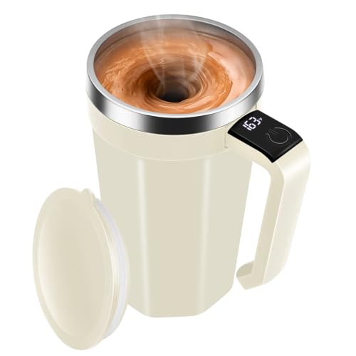 LeadYuantop Self-Stirring Coffee Mug 18oz White, Rechargeable, Leak-Proof