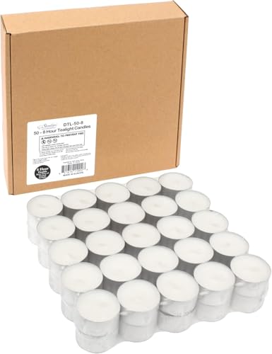 Stonebriar 100 Pack Unscented Tea Light Candles - 8 Hour Burn Time, White, Sibling 100