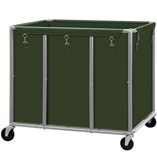 Industrial Laundry Cart with Lockable Wheels 420L Heavy Duty Steel Frame