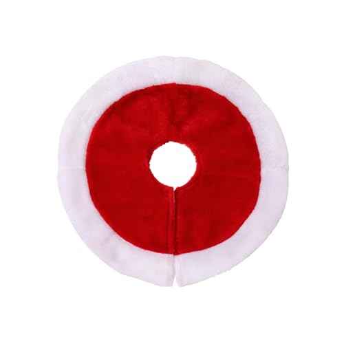 Small Christmas Tree Skirt, 11inch Red Plush Tree Skirt for Mini Christmas Tree Above The Fireplace, Table Candlestick Decorations, New Year Holiday Ornaments