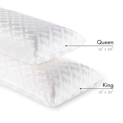 Malouf Zoned Gel Dough Memory Foam Bed Pillow Queen Mid Loft - Supportive & Breathable