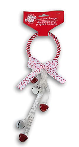 Christmas Time Red & White Jingle Bells Doorknob Hanger - Holiday Decor