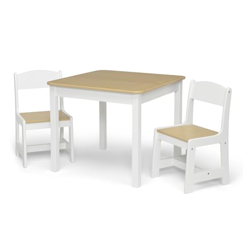 Delta Children MySize Kids Wood Table & 2 Chairs Set Bianca White/Natural