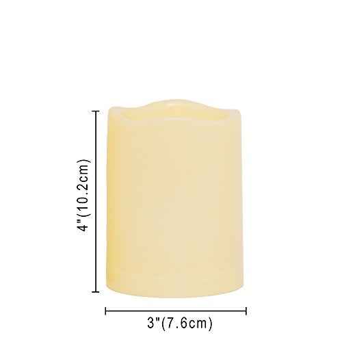 2 PCS 3" x4" Waterproof Outdoor Battery Operated Flameless LED Pillar Candles with Timer Flickering Plastic Resin Electric Decorative Light for Lantern Patio Garden Home Decor Party Wedding Decoration