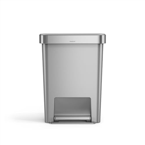 Simplehuman Alloy Hybrid Step Trash Can 45L / 12 Gal with Lid Shox® - Studio Edition