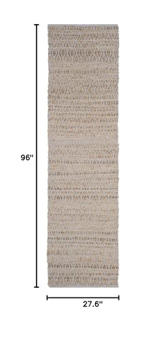 SAFAVIEH Cape Cod Collection Runner Rug - 2'3" x 8', Silver & Natural, Handmade Flat Weave Jute, Ideal for High Traffic Areas in Living Room, Bedroom (CAP821J)
