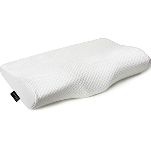 EPABO Queen Memory Foam Pillow for Neck Pain - Contour Orthopedic Cervical Support, White, 24x15x4.8 inches