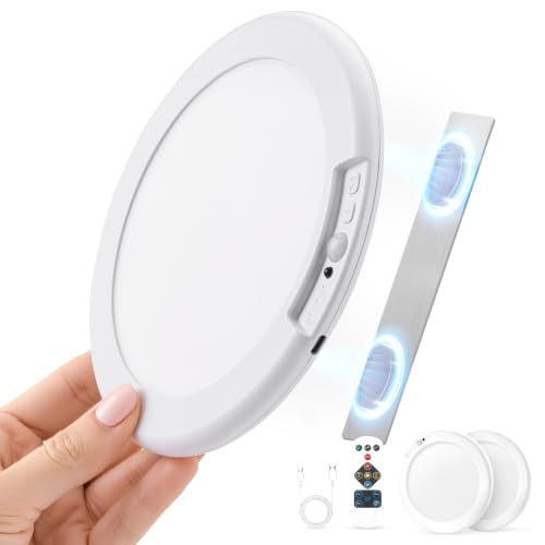 Combuh Rechargeable Motion Sensor Ceiling Light 2 Pack with Remote & 3CCT White