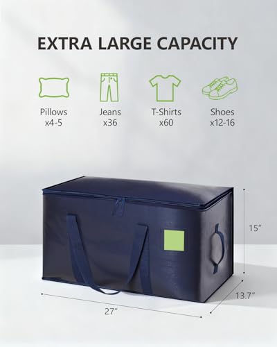 DAYSEON Heavy Duty Moving Bags 24 Gal Blue 8 Pack - Wide-Opening, Reusable Storage Tote