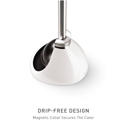 Simplehuman Toilet Plunger with Holder Set - White, Narrow Flange, Drip-Free Cover, Hidden Dome Storage - Variation of THIS listing