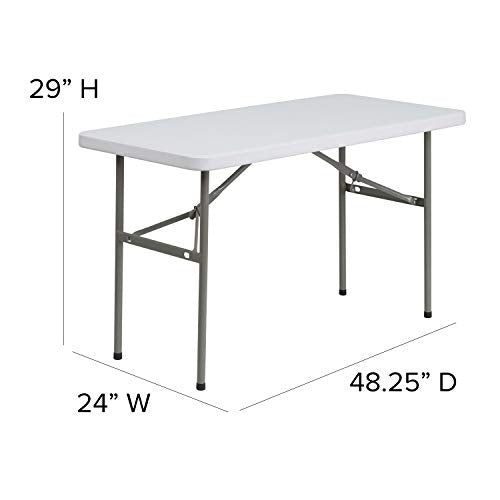 4-Foot White Plastic Folding Table - Granite White, Event & Conference