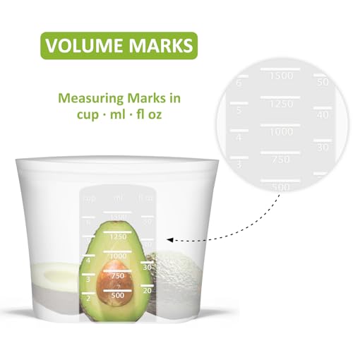 Reusable Silicone Food Storage Bags Set - Translucent 12 Pack (M+S+XS)