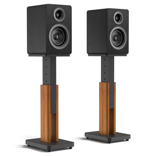 Rimous Height Adjustable Wood Speaker Stands Pair for Bookshelf & Studio Monitors