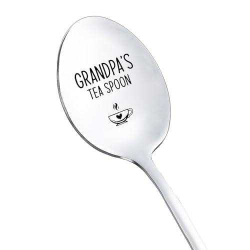 Grandpa's Tea Spoon - Engraved Stainless Steel Gift from Grandkids, Father's Day & Christmas Gift for Grandpa