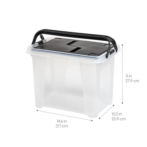IRIS USA 4-Pack File Box Organizer with Wing Lid, Letter & Legal Size, 18 Qt Clear
