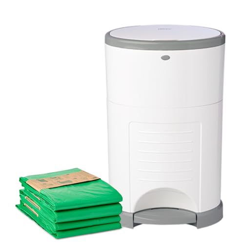 Eko White Gift Diaper Pail Set - Eco-Friendly with Recycled Materials & Refills