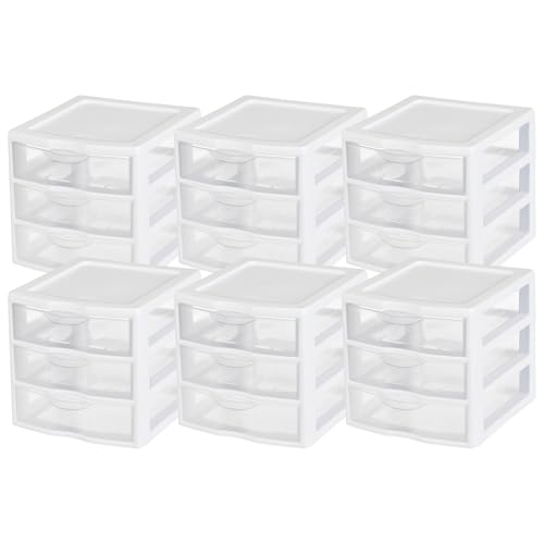 Sterilite 6-Pack Small Clearview Plastic Drawer Organizers for Desk, Office, Home