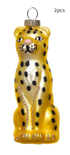2 Count Blown Glass Leopard Christmas Ornaments for Tree