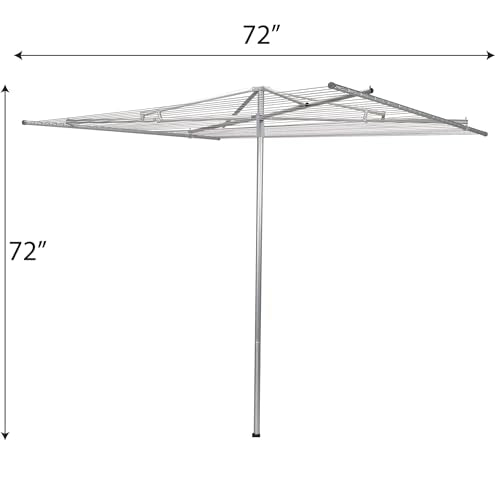 Outdoor Umbrella Drying Rack with 30 Vinyl Lines - 72 x 62 Inches, Steel, Rotating Top