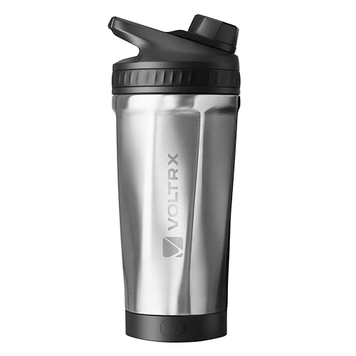 Electric Protein Shake Mixer Bottle 16 oz Stainless Steel - USB-C Rechargeable, Insulated, Leak-Proof Shaker Cup with Removable Lid