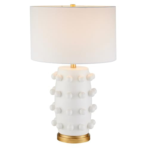 Modern 26-Inch White Ceramic Table Lamp with Spherical Orbs - Flat White