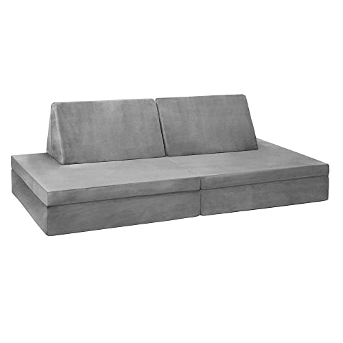 Delta Children Cozee 4-Piece Kids Play Sofa Lounger Set Grey