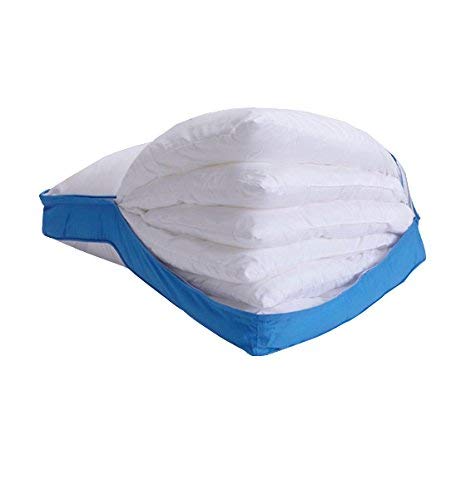 Queen Six Layer Adjustable Pillow - Custom Fit Height, Hypoallergenic, 300 Thread Count Cotton Cover