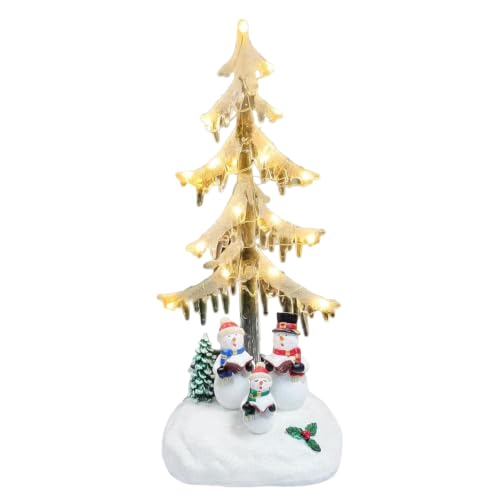 Moments in Time Snowman Acrylic LED Icicle Tree - 13 Inch Christmas Village Decor