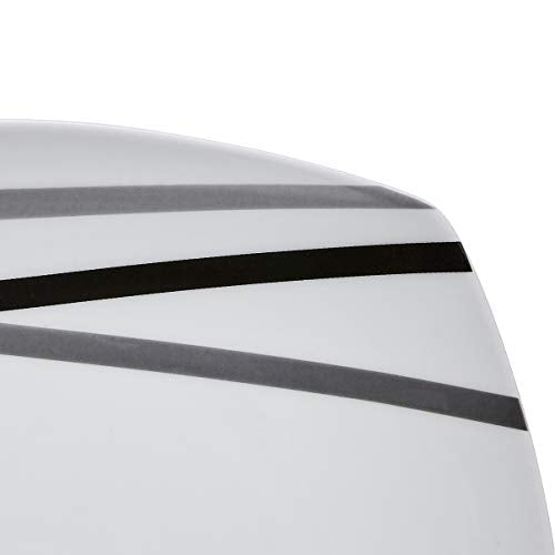 Modern Beams Square Dinnerware Set for 6 - 18-Piece Porcelain Plates & Bowls