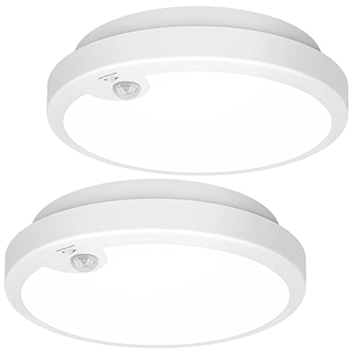 White Battery Operated Motion Sensor Ceiling Light - 7.2 Inch 6000K