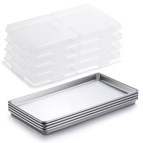 Rooboss 4-Pack Metal Freeze Dryer Trays with Lids for Harvest Right Small - Stackable, Food Grade Stainless Steel Pre-Freezing & Dust Cover