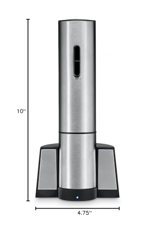 Electric Wine Opener Stainless Steel 3.50 x 4.75 x 10.00 inches - Uncorks 50 Bottles