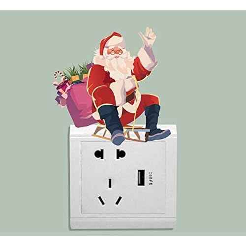 Merry Christmas Removable Switch Stickers- Funny Santa Claus and Snowman Wall Sticker- Light Switch Window Decor, Family Holiday Christmas Day DIY Art Decals( 4 PCS)