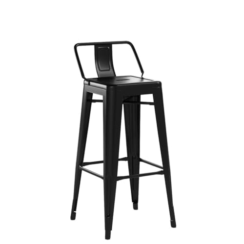 FDW Adjustable Metal Bar Stools Set of 2 - Stackable Black Kitchen & Patio Chairs