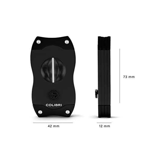 Colibri Premium V-Cut Cigar Cutter Black - Stainless Steel, Up to 60+ Ring Gauge, Gift for Cigar Enthusiasts