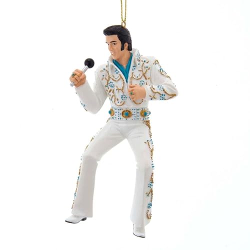 Elvis Presley Jumpsuit Ornament - Blue & White Resin Holiday Decor