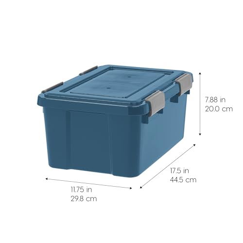Navy 19 Qt Storage Bins with Gasket Lids - 6 Pack, Weatherproof & BPA-Free