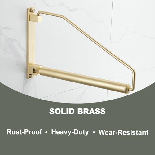 Triangle Brushed Gold Wall Mount Clothes Hanger Rack Swing Arm Organizer