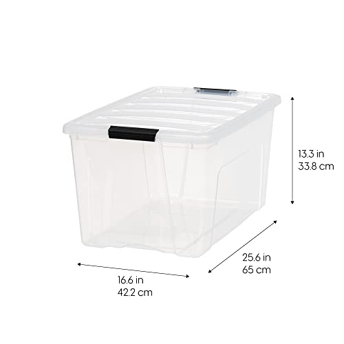 IRIS USA 2-Pack 72 Quart Clear Stackable Storage Bins with Lids - Made in USA