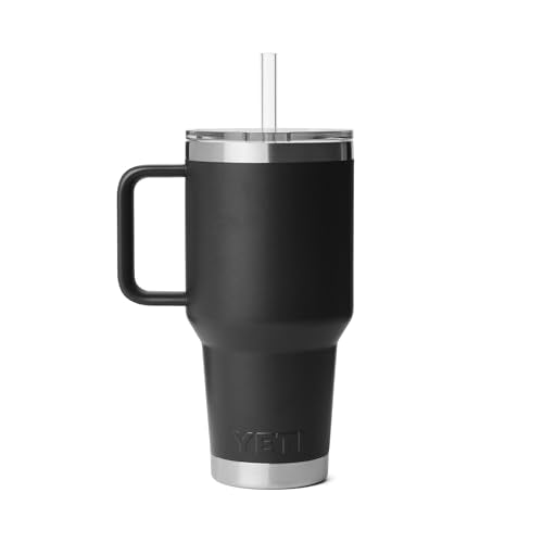 YETI Rambler 35 oz Straw Mug - Black, Insulated Travel Cup with Handle