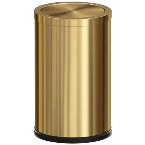 LEASYLIFE 4.7 Gallon Gold Bathroom Trash Can with Lid - Brushed Stainless Steel, Swing Lid, Non-Slip Base