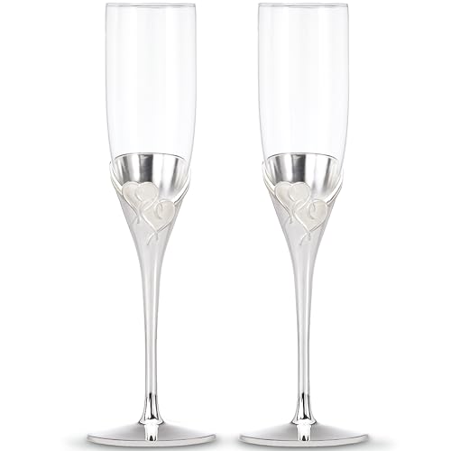 Lenox True Love Silverplate Champagne Flutes Set of 2 - Flute Pair