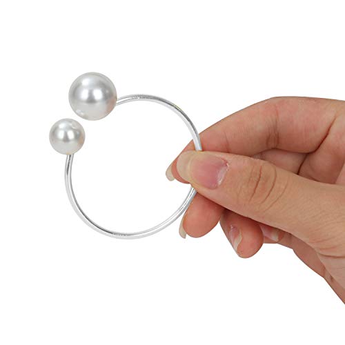 KPOSIYA Pearl Napkin Rings Set of 100 Silver Holder for Table Decor