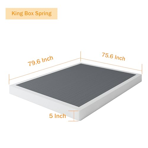 King Box Spring 5 Inch Heavy Duty Metal Foundation Bed Base Noise-Free Easy Assembly