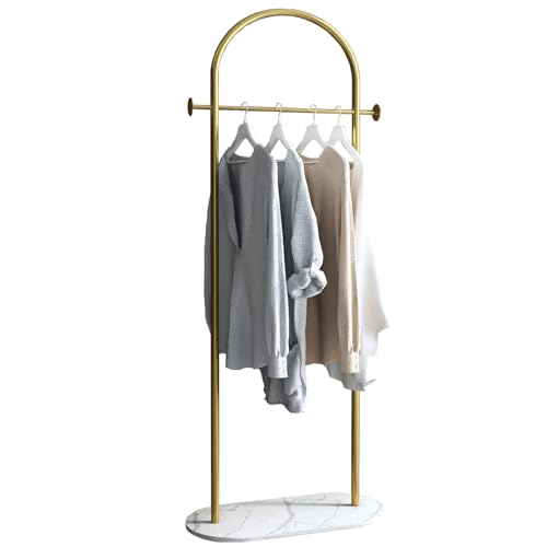 BUZUEY Gold 23.62in Freestanding Clothing Rack with Marble Base - Modern Garment Stand for Small Spaces