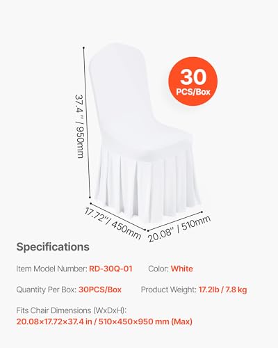 VEVOR White Stretch Chair Covers 30PCS for Wedding & Event Seating